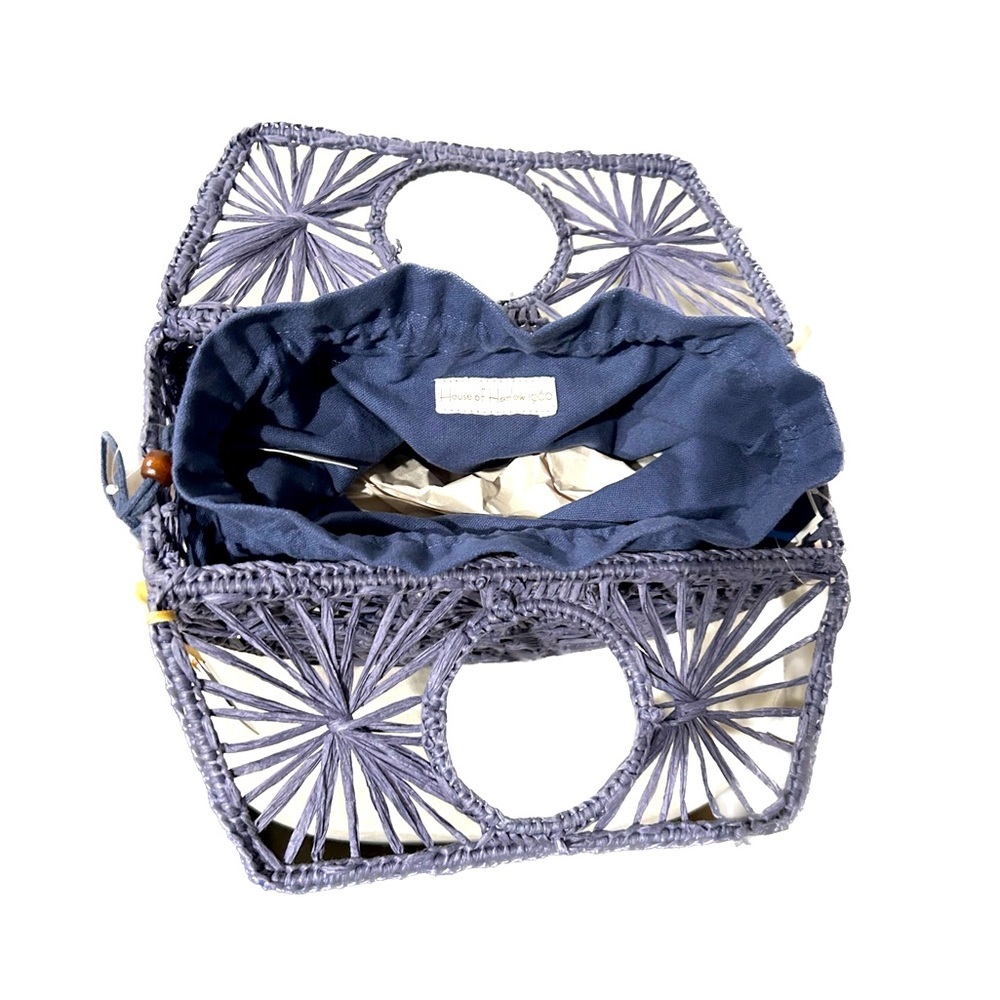 NWT House of Harlow Hand Woven Basket Rattan Bohemian Wicker Clutch - Picture 2 of 5